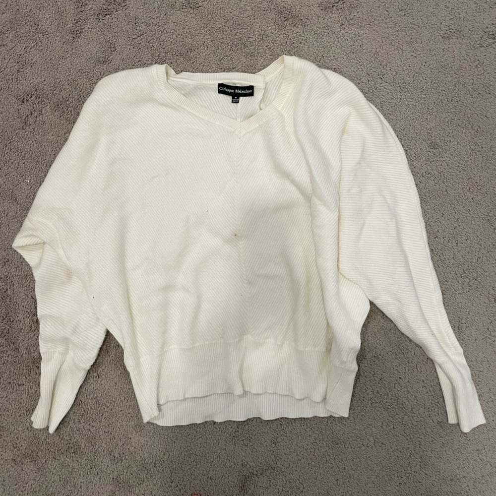 Catherine Malendrino white sweater. Size medium